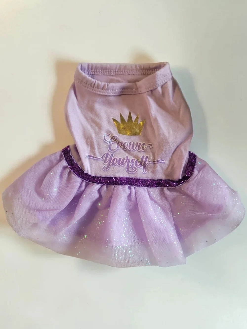 SP20 Top Paw® Pet Smart Lavander Crown Yourself Princess Dog Dress XS Gold Crown